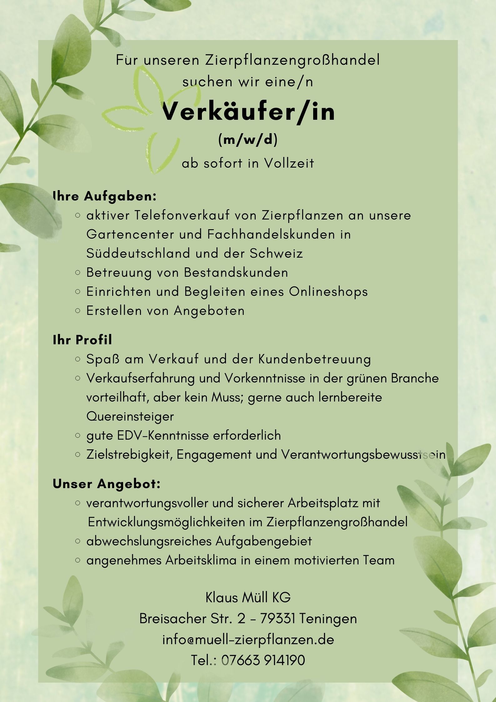 Verkäufer/in